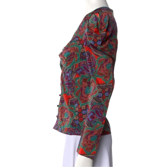 VERONICA BEARD Paisley Print w/ Puff Sleeve Plunge Neckline Blouse  Size 2 NWT - Picture 4 of 12